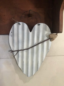 Corrugated Tin Metal Heart with Arrow